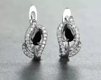 Huggie Hoop Diamond Earrings, Stud Earrings, 14K White Gold, 1.9 Ct Diamond Earrings, Bridesmaid Gifts, Wedding Anniversary Gift For Her