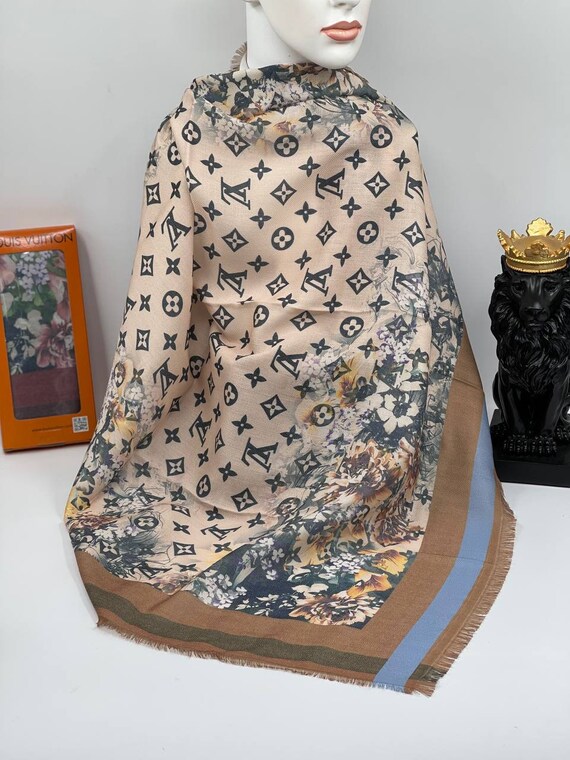 Vintage Lv Silk Scarf Lv Monogram Square Scarf Etsy