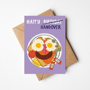 Lustige Geburtstagskarte 13x18 cm mit Umschlag - Boozy Englisches Frühstück - Fry Up - Geburtstagsparty