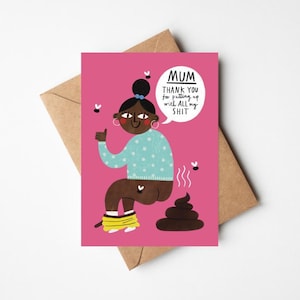 13x18 cm illustrierte schwarze Muttertags-, Geburtstagskarte mit Kraft-Umschlag - Für Mama von Teen Tochter
