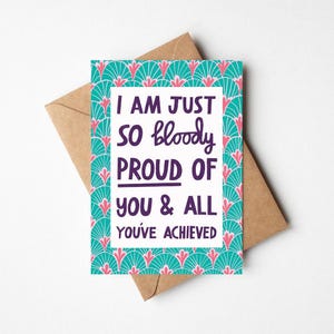 Carte de fierté sincère et bien faite - carte de félicitations de 5 x 7 po. avec enveloppe kraft - typographie - tellement fier de vous !