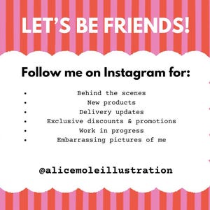 a pink and red striped background with the words follow me on instagram for