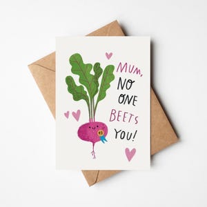 Mama niemand schlägt Sie 13x18cm süße Beet Wortspiel-Karte mit Kraftpapier-Umschlag - grüner Daumen Veggie Gruß für Muttertag / Geburtstag - beste Mutter aller Zeiten
