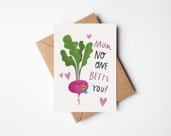 Lustige Rote Beete Wortspiel Muttertags- Oder Geburtstagskarte für Mama: A6 / 4,1 "x 5,8" mit Kraft Umschlag