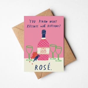 Lustige Geburtstagskarte 13x18 cm Rosé Liebhaber mit Kraft Umschlag - Moderne, lustige illustrierte Grußkarte für beste Freundin, Schwester, Nichte Mutter, Frau