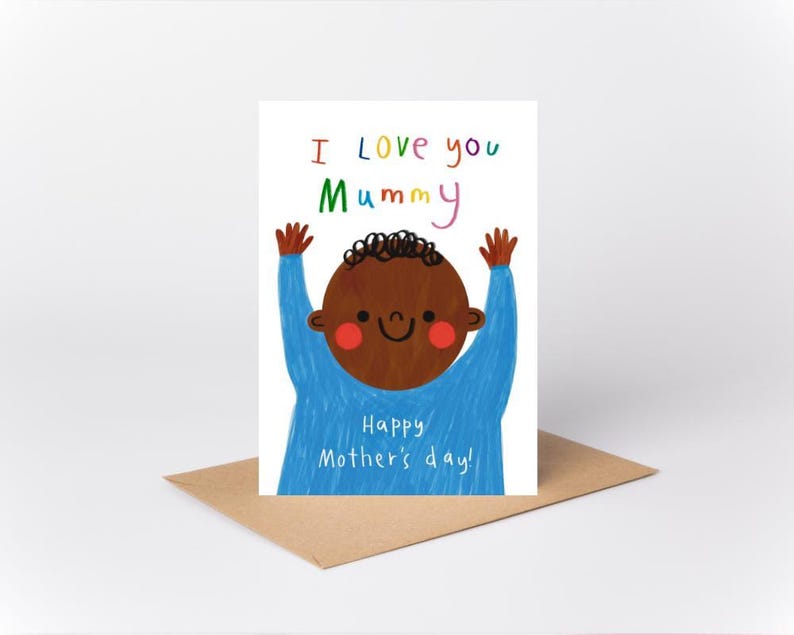 "Süße ""Ich liebe dich Mama!""" Schwarze Muttertagskarte - A6 / 4,1 "x 5,8" mit Kraft Umschlag - 1st Time Mum, der erste Muttertag Bild 3