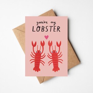 Jolie carte d'anniversaire ou de Saint-Valentin « C'est toi mon homard » pour lui, son mari, sa femme, son petit ami, sa petite amie - 5 x 7 pouces avec enveloppe kraft