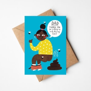 Carte de fête des pères ou d'anniversaire amusante de fille pour papa - 5 x 7 pouces avec enveloppe Kraft - Merci de tolérer ma merde