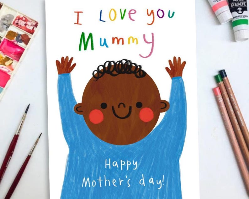 "Süße ""Ich liebe dich Mama!""" Schwarze Muttertagskarte - A6 / 4,1 "x 5,8" mit Kraft Umschlag - 1st Time Mum, der erste Muttertag Bild 6