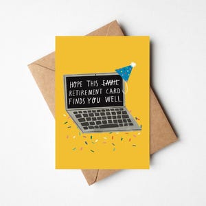 Carte de bonne retraite amusante pour collègue - 5 x 7 po. avec enveloppe Kraft pour collègue - salutation illustrée désolée de votre départ