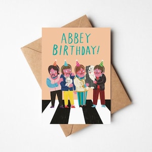 Süße & Lustige Beatles Geburtstagskarte - 13x18 cm mit Kraft Umschlag - Rock And Roll Musikliebhaber - Abtei Geburtstag!