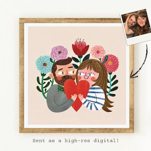 Custom Couples illustration - Digital Portrait - Cute Personalised Anniversary Valentines Wedding Engagement Birthday or Christmas Gift