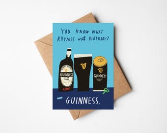 Guinness Geburtstagskarte: Illustriertes Stout Beer Design (A6 / 4,1 "x 5,8" mit Kraft Umschlag)
