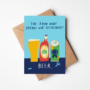 Carte de félicitations à la retraite drôle de bière 5 x 7" avec enveloppe Kraft pour collègue - Désolé de votre départ carte de voeux illustrée