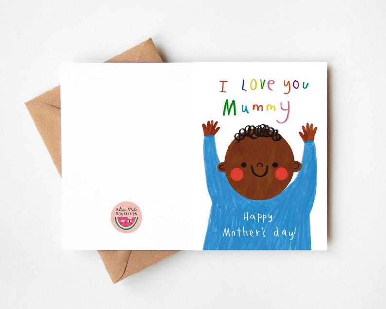 "Süße ""Ich liebe dich Mama!""" Schwarze Muttertagskarte - A6 / 4,1 "x 5,8" mit Kraft Umschlag - 1st Time Mum, der erste Muttertag Bild 4