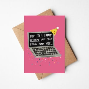 Bienvenue à nouveau ! Vous nous avez manqué 5 x 7" carte drôle avec enveloppe kraft pour collègue - retour de congé de maternité - voeux de retour au travail