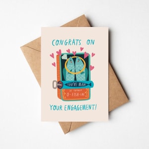 Carte de fiançailles officiellement fiançailles 5 x 7 pouces avec enveloppe - Jeu de mots poisson sardine peut mariage Clebration pour la douche nuptiale ou vous êtes fête de fiançailles