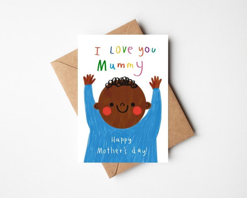 "Süße ""Ich liebe dich Mama!""" Schwarze Muttertagskarte - A6 / 4,1 "x 5,8" mit Kraft Umschlag - 1st Time Mum, der erste Muttertag Bild 1