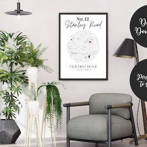Nuovo regalo per la casa / inaugurazione della casa / regalo prima casa / mappa della casa personalizzata / la nostra prima casa / mappa della casa / prima casa / regalo last minute per la casa