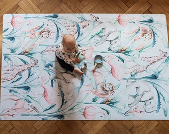 Natural rubber baby mat African Life big