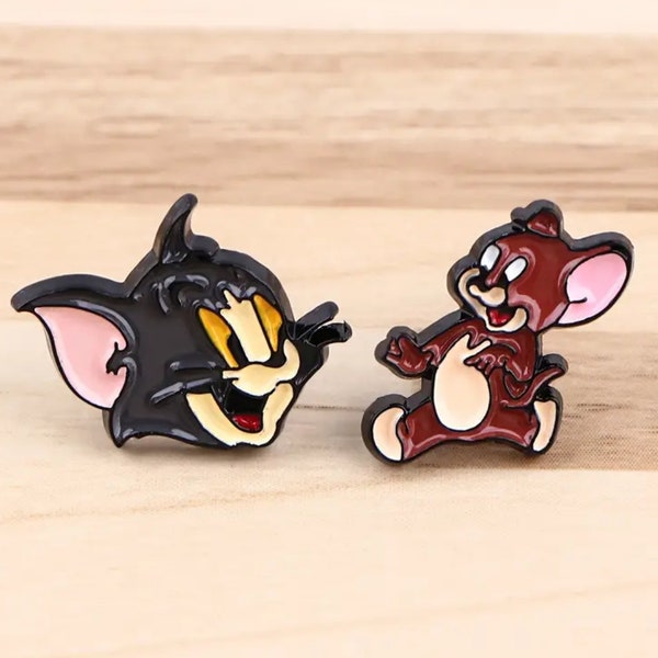 Daisy Earrings Tom & Jerry Earring, Cat and Mouse Studs, Cartoon Stud Earrings