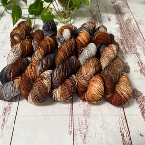 Yarn Hand Dyed Superwash Merino Nylon Sock/Fingering  Earth 437 yds; Soft and Luxurious Yarn For Knitting Crochet Weaving Ready To Ship
