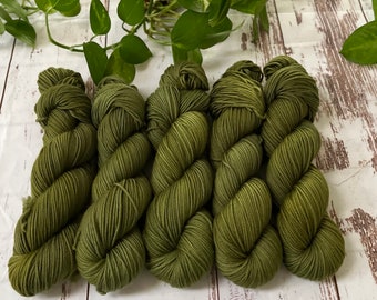 Hand Dyed Superwash Merino  DK Yarn: &#39;Moss&#39; Green - 246 yds