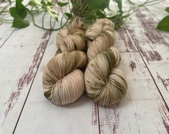 Hand Dyed Superwash Merino Nylon Sock Yarn: "Garden Party" Variegated Green Pink 437 yards