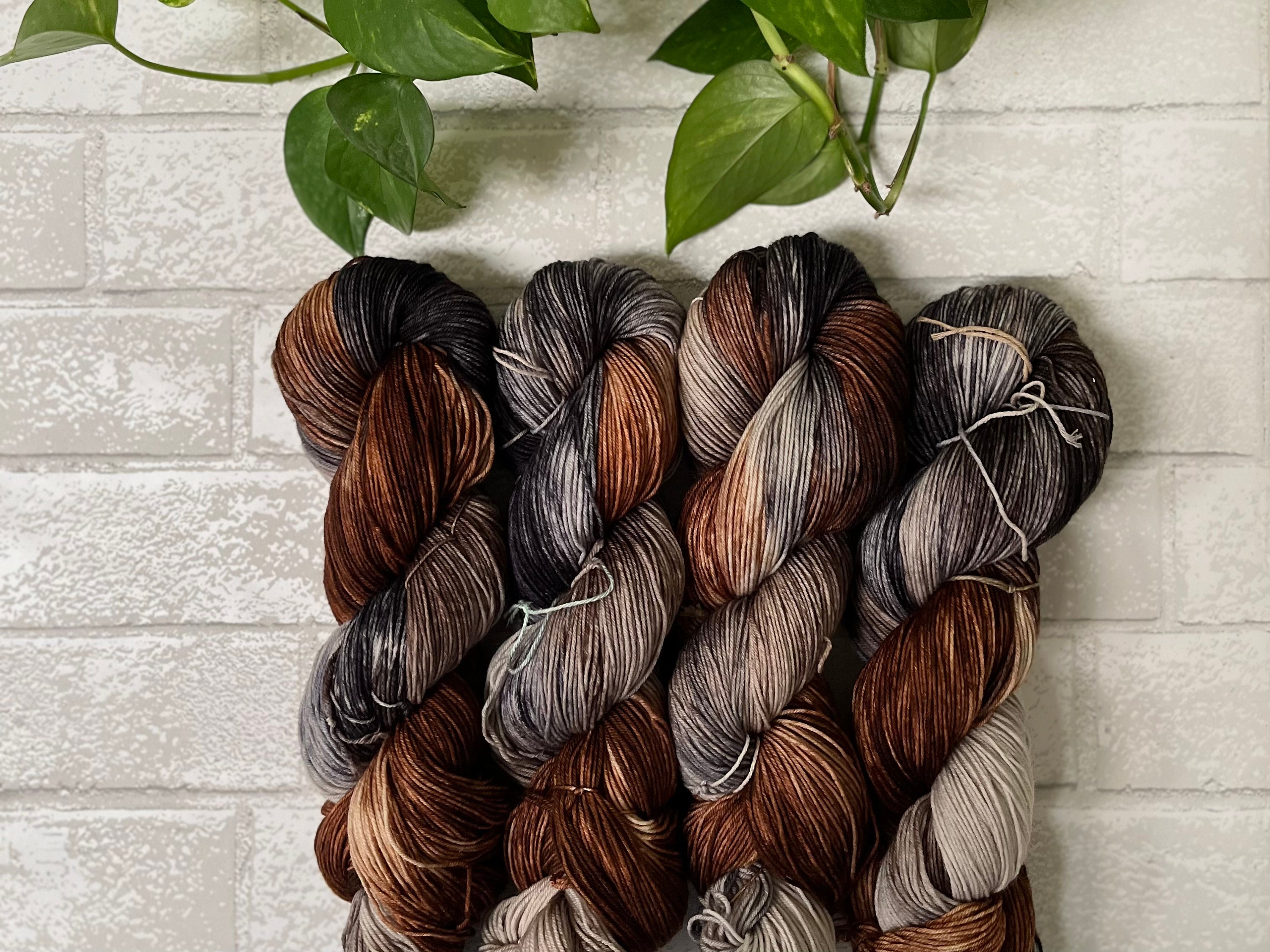 Earth & Sky - Hand dyed yarn - SW Merino Fingering Weight brown carame
