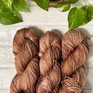 Hand Dyed SW Yarn - Fingering/Sock 400 yds - Chai Latte- Ready To Ship