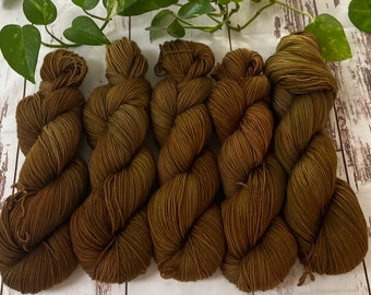 Yarn Hand Dyed SW Merino Nylon Sock/Fingering 399yds - Brown Heather - Soft and Plump Yarn For Knitting, Crochet, Weaving; Ready To Ship