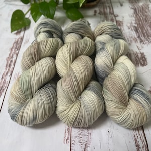 Hand Dyed SW Merino Nylon Sock Yarn- Sea Glass- 463 Yds Fingering Weight Soft yarn for Knitting Socks, Shawls, Sweaters. Free Shipping