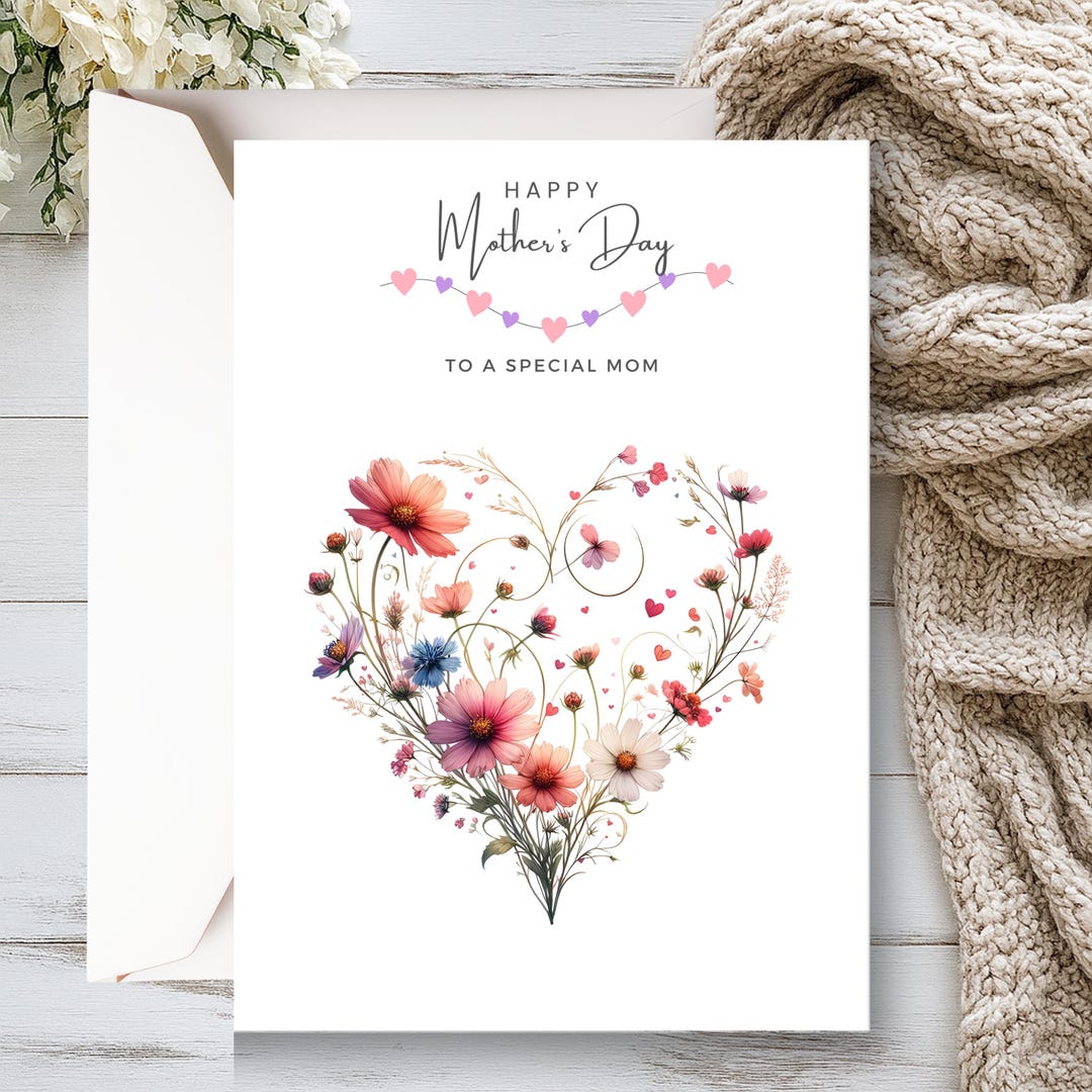 Custom Floral Mother’s Day Card, Greeting Cards for Mom, Romantic ...