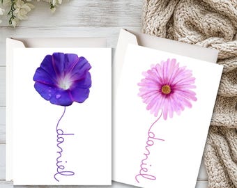 Custom September Birth Flower Card, Personalized Keepsake Gift