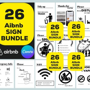 Airbnb Sign Bundle Template, Airbnb Welcome Sign Template, Airbnb minimalist, House Rules Template, WIFI Sign Template, Check Out Template