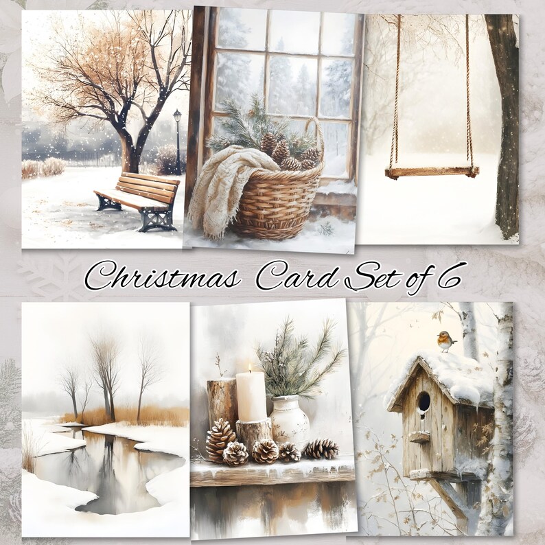 Winter Landscape Greeting Card Set, Minimalist Holiday Cards, 5x7 ...