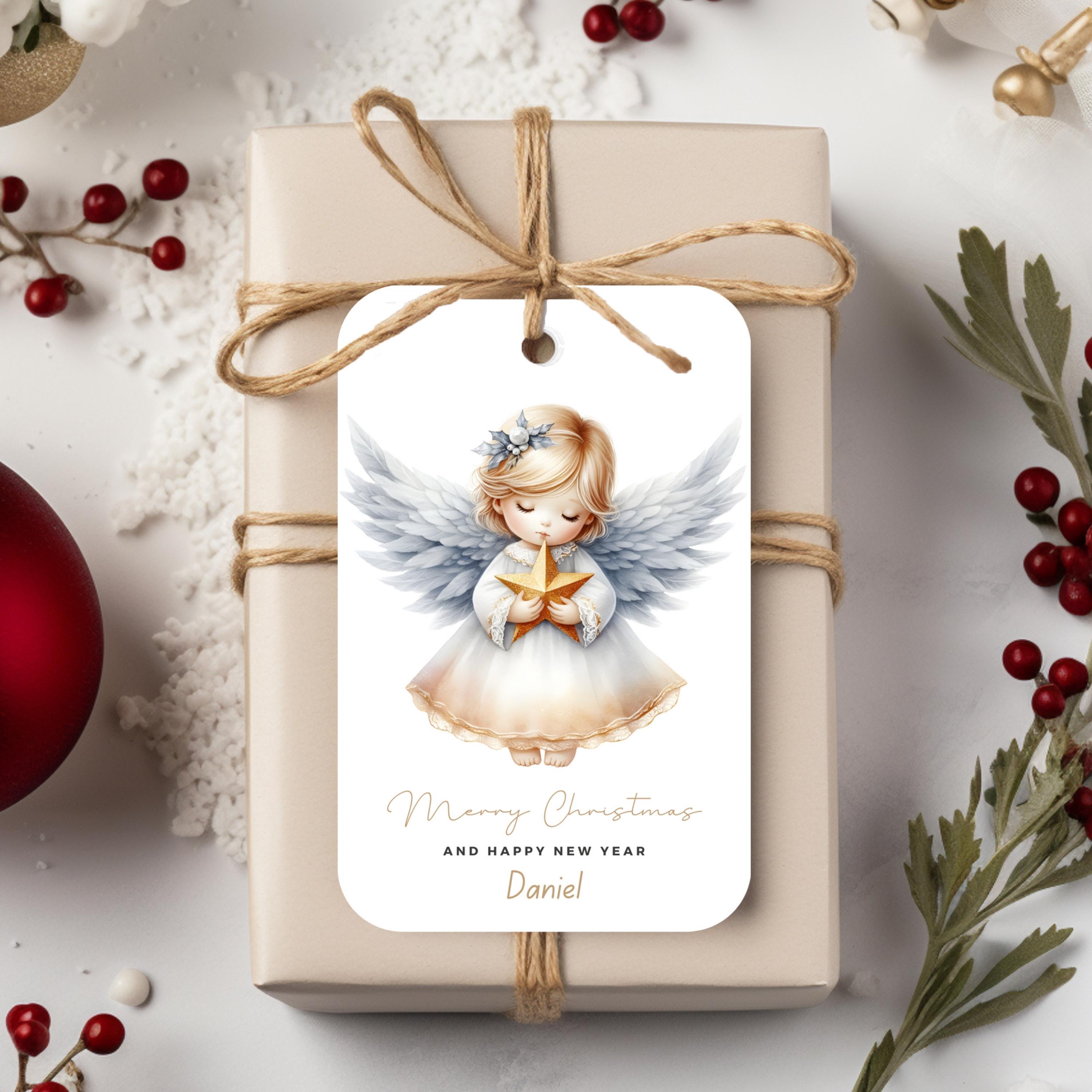 Personalized Angel Christmas Gift Tags, Custom Holiday Labels - Etsy