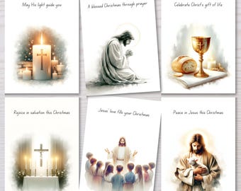 Religious Christmas Card Set of 6 – Nativity Scene Collection
