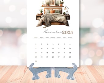 2026 Boho Bedroom Desk Calendar, Personalized Mini Calendar