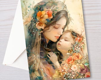 Mother’s Day Card, Mom and Daughter Card, Floral Greeting Card, Sentimental Card, Mother's Love Card, Birthday Card for Mom