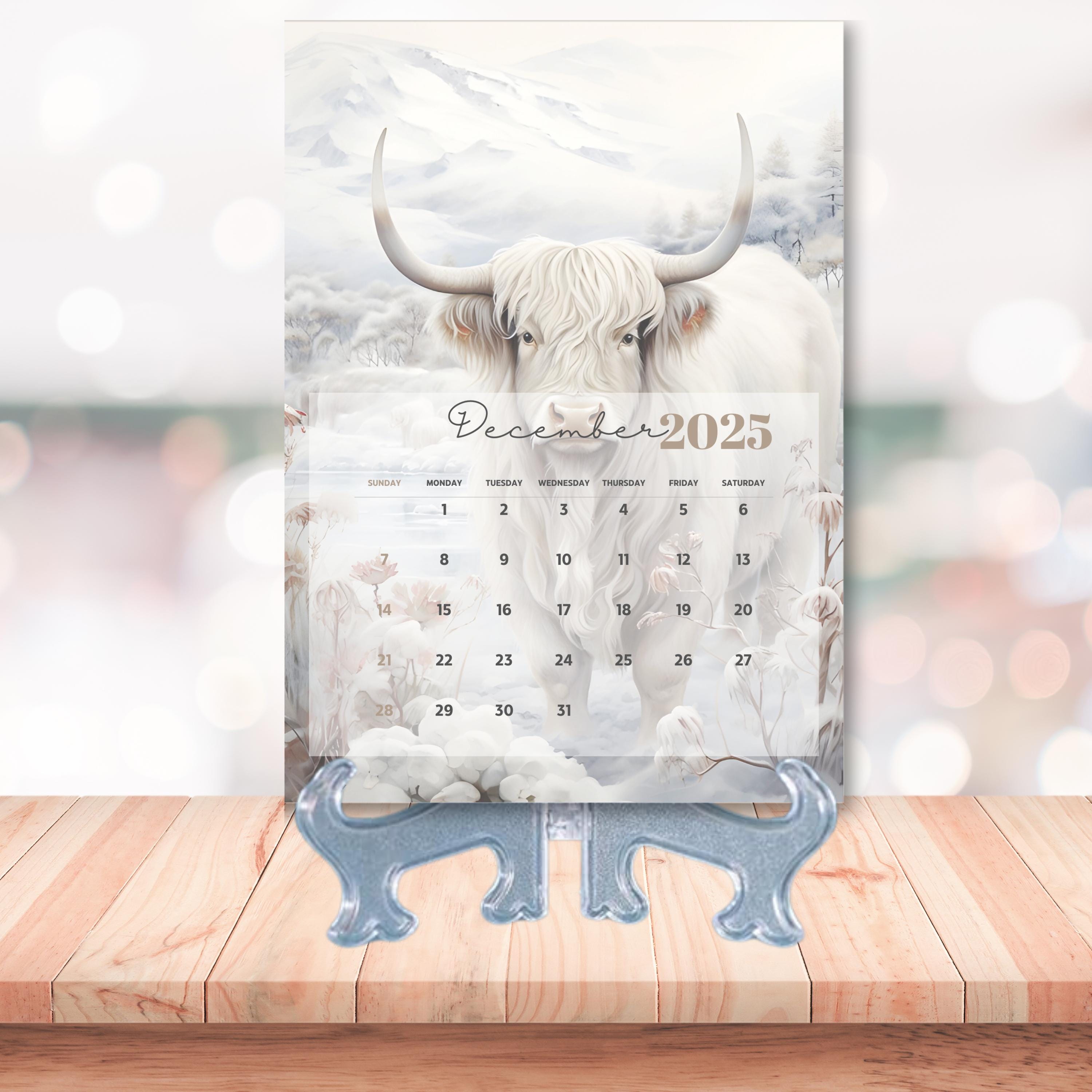 2025 Highland Cow Desk Calendar, 2025 Highland Cow Calendar