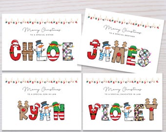 Personalised Christmas Card for Son, Personalised Christmas Card for Daugther, Personalised Christmas Card for Family, Custom Name Xmas Card