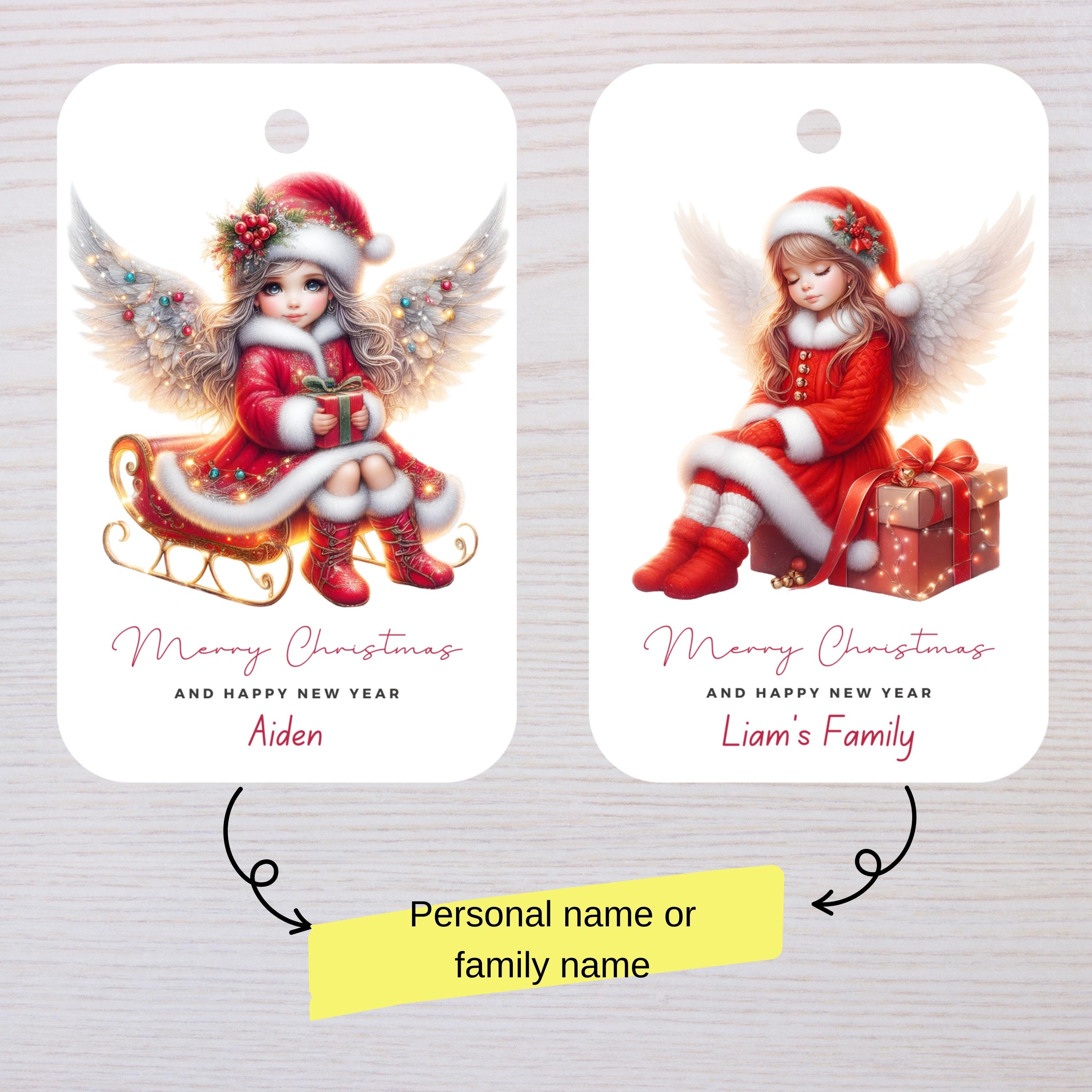Personalized Christmas Angel Gift Tags, Holiday Name Labels - Etsy