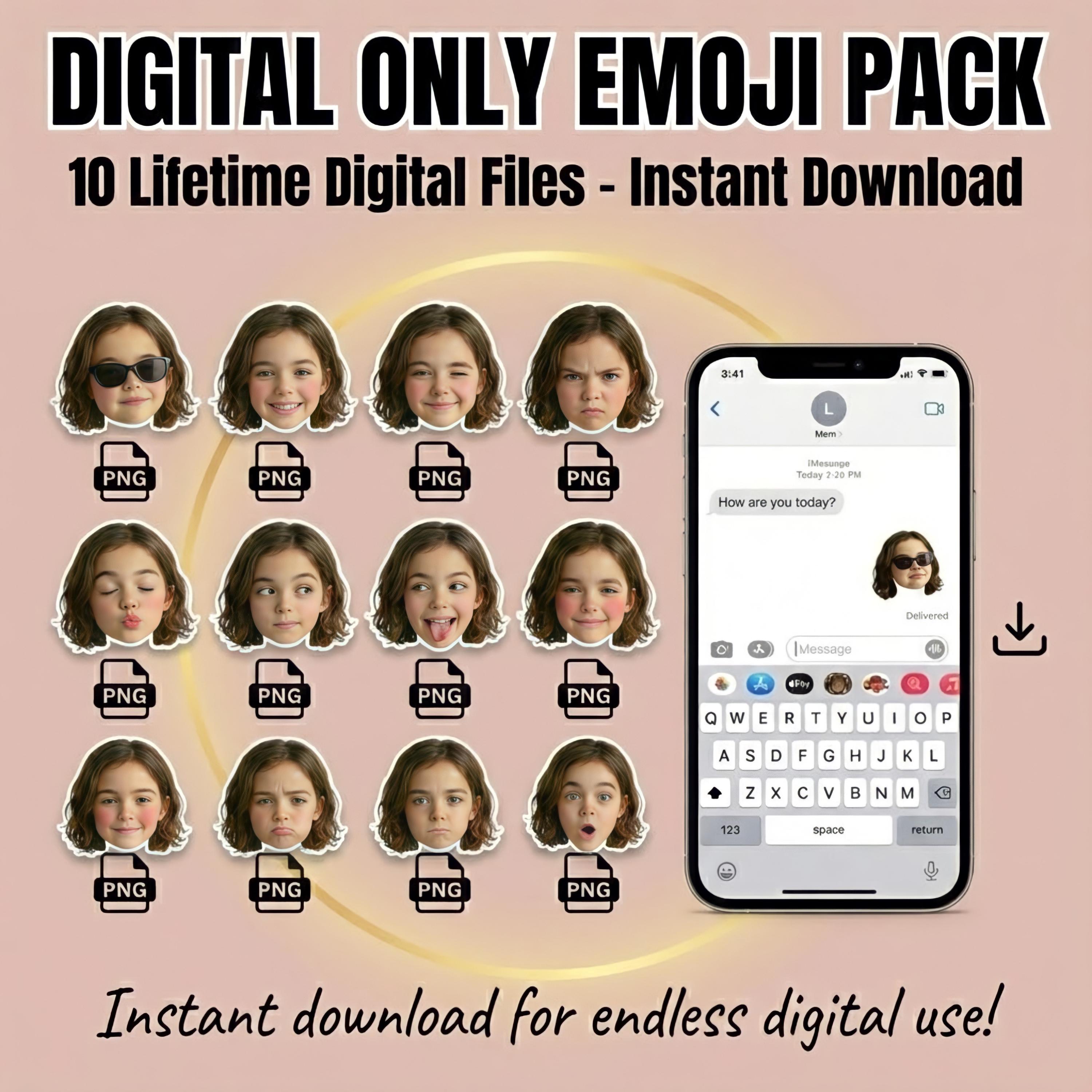 Custom Emoji Pack | Personalized Face Emoticons | Digital Message ...