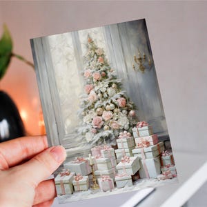 Set of 6 Classic Winter Christmas Cards, Elegant Holiday Greeting CardsPrintable Christmas Card, 5x7 Holiday Festive Christmas Greeting Card