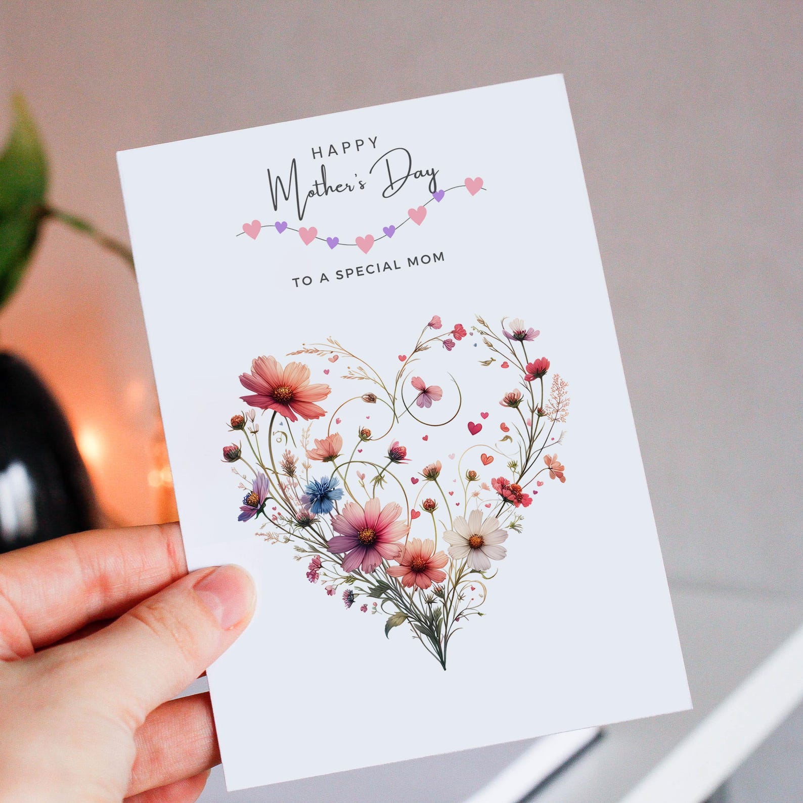 Custom Floral Mother’s Day Card, Greeting Cards for Mom, Romantic ...