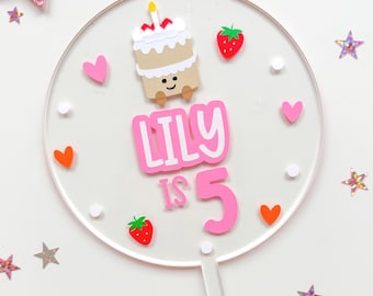 Personalised Strawberry Plush Cake Topper | Plush Toy Cake Decor | Jelly Cake Topper