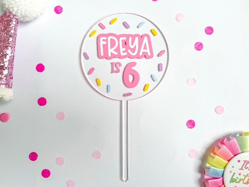 Personalised Sprinkle Kids Cake Topper, Pastel Birthday Decor, Custom ...
