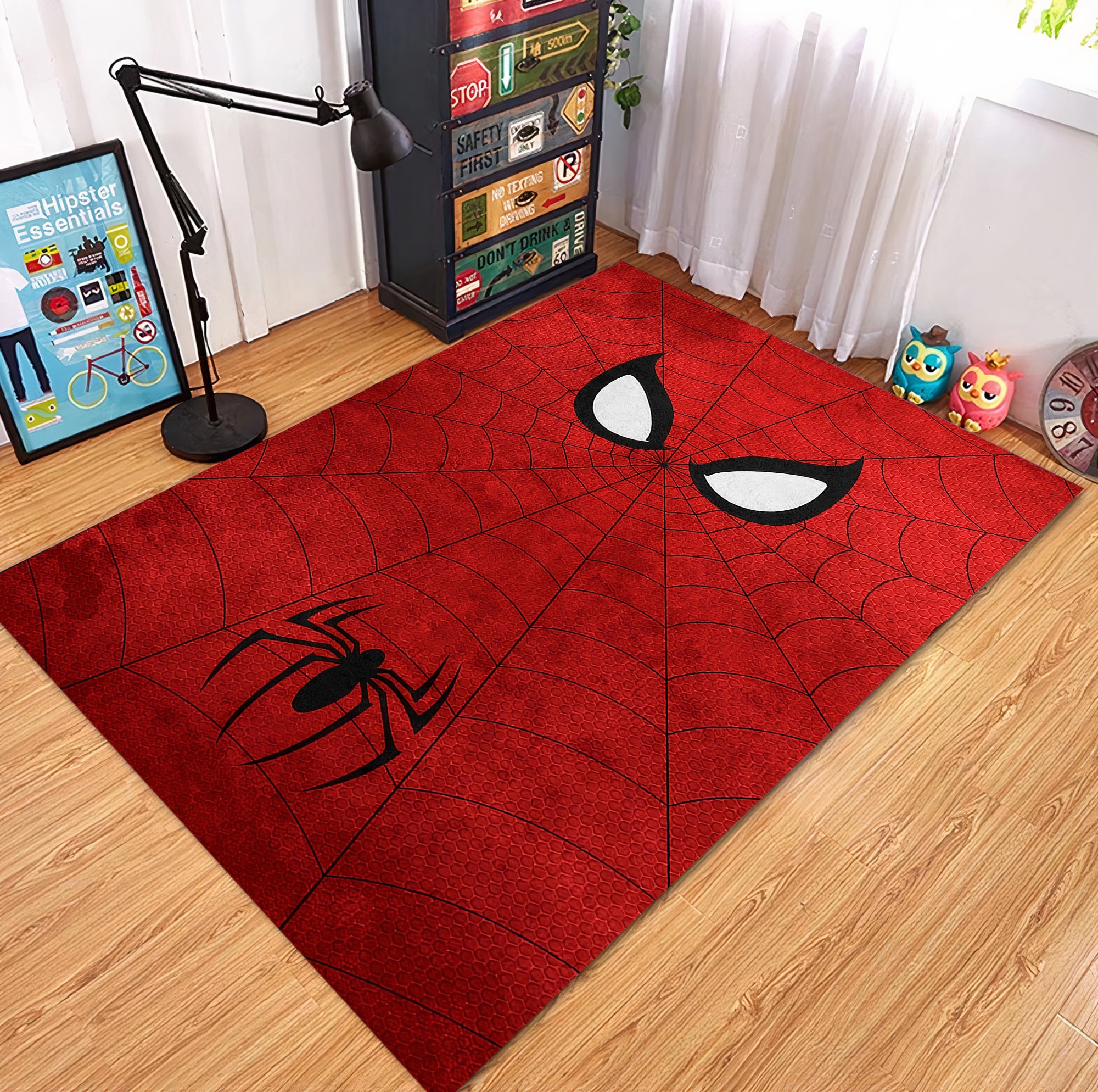 Discover Spider Web Rug, Red Pattern, Spiderman Rug, Cool Rug, Boys Room Rug, Super Hero Rug