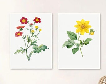 Moderne botanische collectie: set van 3 bloemenkunstafdrukken, elegant bloemboeketdecor, op de natuur geïnspireerde kunst aan de muur